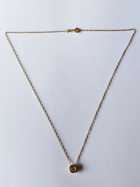 gold plated silver chain with white zirconia pendant-anchor chain 45 cm-----